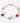 Bracelet with gold chain and green and red beads on a white background