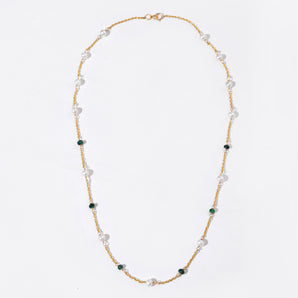 14K Gold Natur Smaragd & Zuchtperle Anhänger Halskette für Frauen | Muktamrut